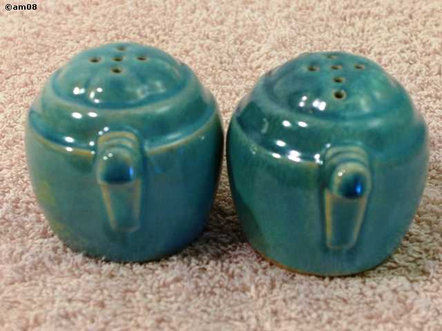 Early barrel shakers glazed turquoise